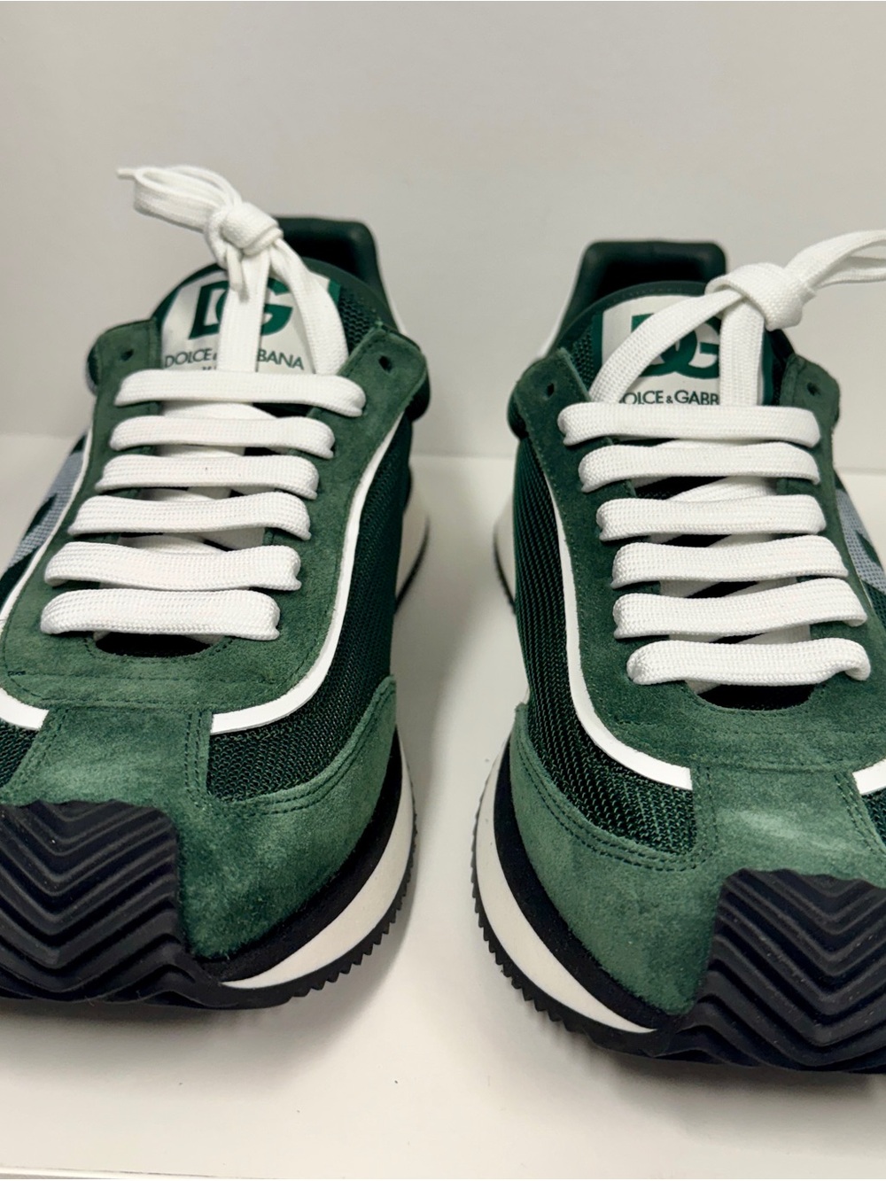 Dolce & Gabbana Men’s Dark Green Suede & White Trim Sneakers